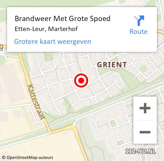 Locatie op kaart van de 112 melding: Brandweer Met Grote Spoed Naar Etten-Leur, Marterhof op 20 november 2022 23:05