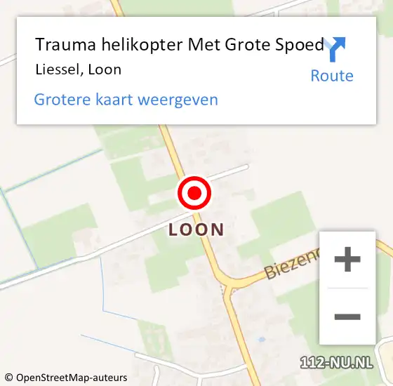 Locatie op kaart van de 112 melding: Trauma helikopter Met Grote Spoed Naar Liessel, Loon op 21 november 2022 04:30
