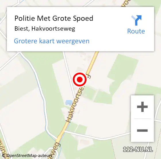 Locatie op kaart van de 112 melding: Politie Met Grote Spoed Naar Biest, Hakvoortseweg op 21 november 2022 07:32