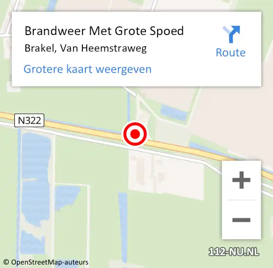 Locatie op kaart van de 112 melding: Brandweer Met Grote Spoed Naar Brakel, Van Heemstraweg op 21 november 2022 12:06