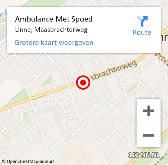 Locatie op kaart van de 112 melding: Ambulance Met Spoed Naar Linne, Maasbrachterweg op 21 november 2022 14:45