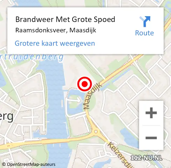 Locatie op kaart van de 112 melding: Brandweer Met Grote Spoed Naar Raamsdonksveer, Maasdijk op 21 november 2022 17:03