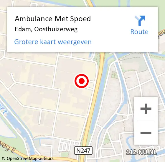 Locatie op kaart van de 112 melding: Ambulance Met Spoed Naar Edam, Oosthuizerweg op 22 november 2022 10:20