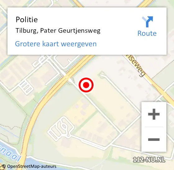 Locatie op kaart van de 112 melding: Politie Tilburg, Pater Geurtjensweg op 22 november 2022 11:15