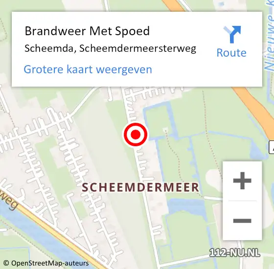Locatie op kaart van de 112 melding: Brandweer Met Spoed Naar Scheemda, Scheemdermeersterweg op 22 november 2022 11:28
