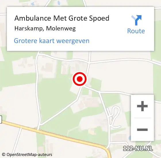 Locatie op kaart van de 112 melding: Ambulance Met Grote Spoed Naar Harskamp, Molenweg op 22 november 2022 12:09
