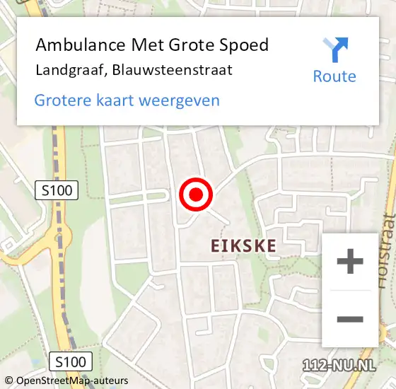 Locatie op kaart van de 112 melding: Ambulance Met Grote Spoed Naar Landgraaf, Blauwsteenstraat op 5 augustus 2014 19:34