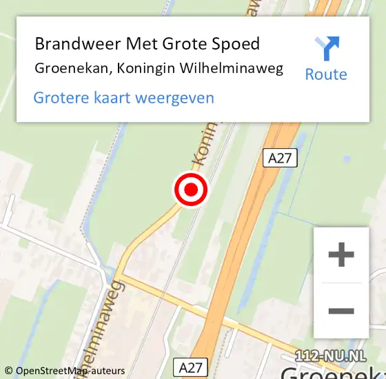 Locatie op kaart van de 112 melding: Brandweer Met Grote Spoed Naar Groenekan, Koningin Wilhelminaweg op 22 november 2022 13:36