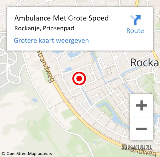 Locatie op kaart van de 112 melding: Ambulance Met Grote Spoed Naar Rockanje, Prinsenpad op 22 november 2022 13:45