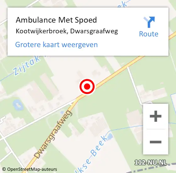 Locatie op kaart van de 112 melding: Ambulance Met Spoed Naar Kootwijkerbroek, Dwarsgraafweg op 22 november 2022 15:15