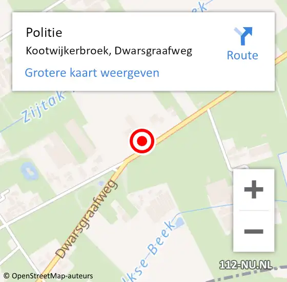 Locatie op kaart van de 112 melding: Politie Kootwijkerbroek, Dwarsgraafweg op 22 november 2022 15:16