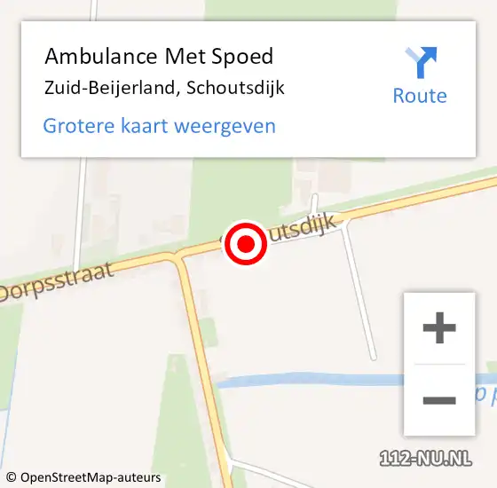 Locatie op kaart van de 112 melding: Ambulance Met Spoed Naar Zuid-Beijerland, Schoutsdijk op 22 november 2022 18:31