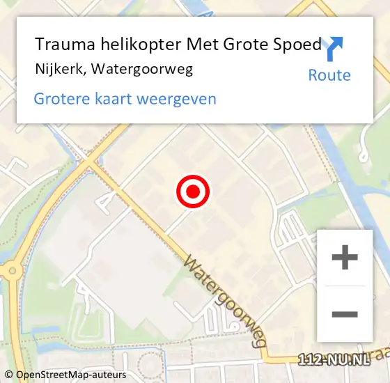 Locatie op kaart van de 112 melding: Trauma helikopter Met Grote Spoed Naar Nijkerk, Watergoorweg op 22 november 2022 21:21