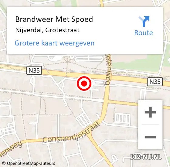 Locatie op kaart van de 112 melding: Brandweer Met Spoed Naar Nijverdal, Grotestraat op 22 november 2022 22:01