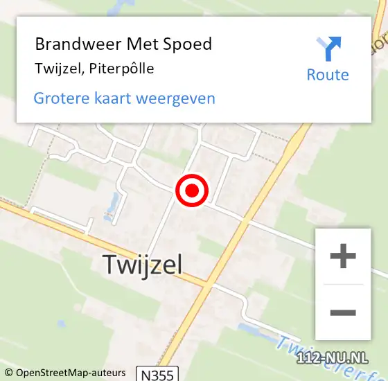 Locatie op kaart van de 112 melding: Brandweer Met Spoed Naar Twijzel, Piterpôlle op 22 november 2022 22:25