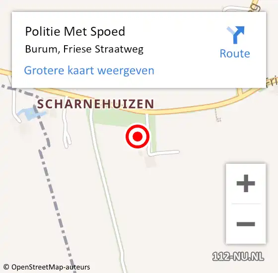 Locatie op kaart van de 112 melding: Politie Met Spoed Naar Burum, Friese Straatweg op 23 november 2022 03:12