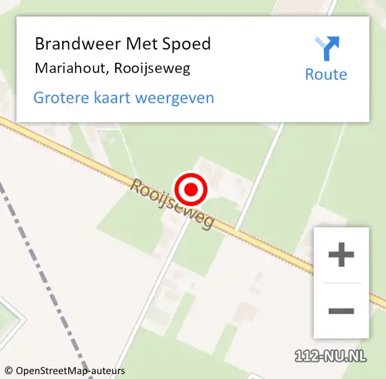 Locatie op kaart van de 112 melding: Brandweer Met Spoed Naar Mariahout, Rooijseweg op 23 november 2022 07:00