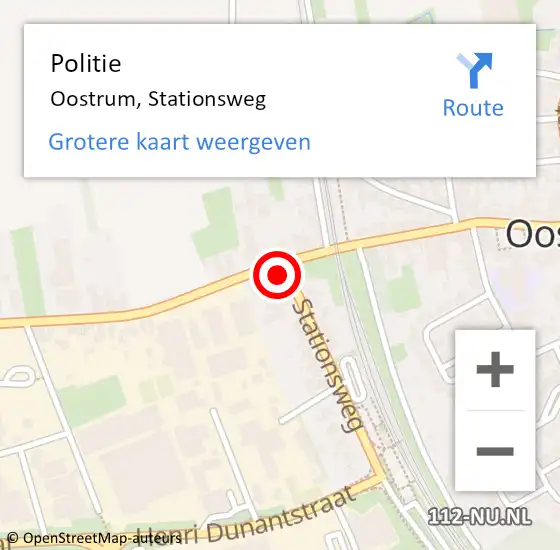 Locatie op kaart van de 112 melding: Politie Oostrum, Stationsweg op 23 november 2022 07:44