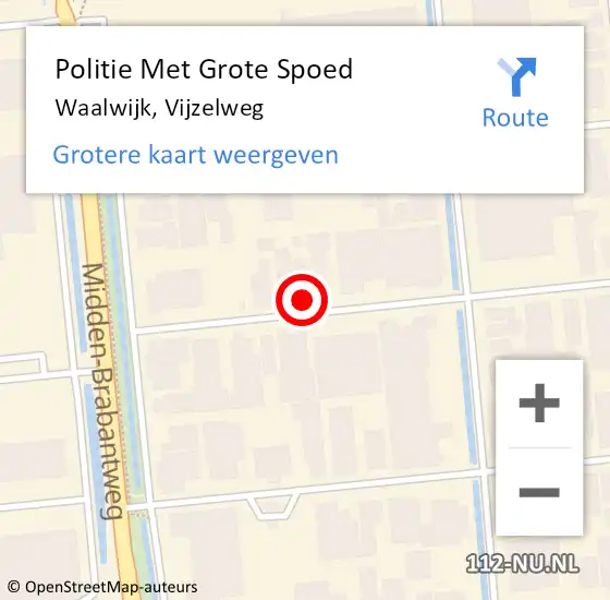 Locatie op kaart van de 112 melding: Politie Met Grote Spoed Naar Waalwijk, Vijzelweg op 23 november 2022 07:47