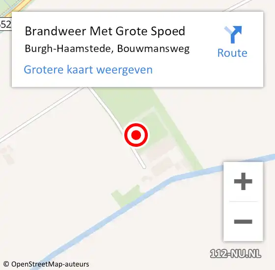 Locatie op kaart van de 112 melding: Brandweer Met Grote Spoed Naar Burgh-Haamstede, Bouwmansweg op 23 november 2022 08:26