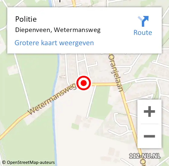 Locatie op kaart van de 112 melding: Politie Diepenveen, Wetermansweg op 23 november 2022 08:43