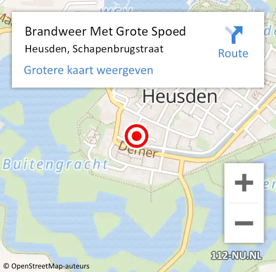 Locatie op kaart van de 112 melding: Brandweer Met Grote Spoed Naar Heusden, Schapenbrugstraat op 23 november 2022 09:37