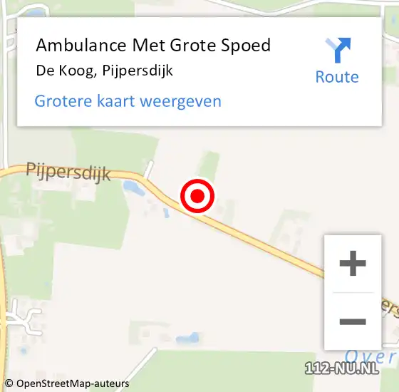 Locatie op kaart van de 112 melding: Ambulance Met Grote Spoed Naar De Koog, Pijpersdijk op 23 november 2022 10:02