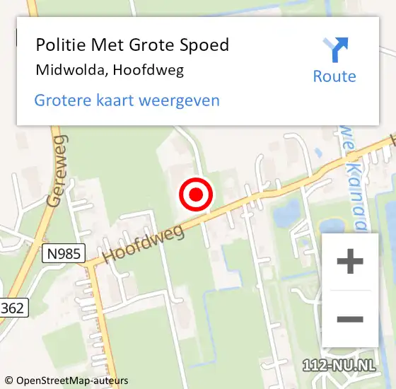 Locatie op kaart van de 112 melding: Politie Met Grote Spoed Naar Midwolda, Hoofdweg op 23 november 2022 10:51