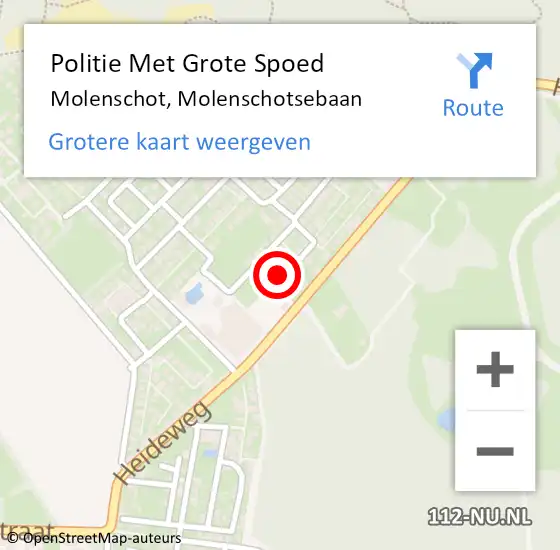 Locatie op kaart van de 112 melding: Politie Met Grote Spoed Naar Molenschot, Molenschotsebaan op 23 november 2022 12:08