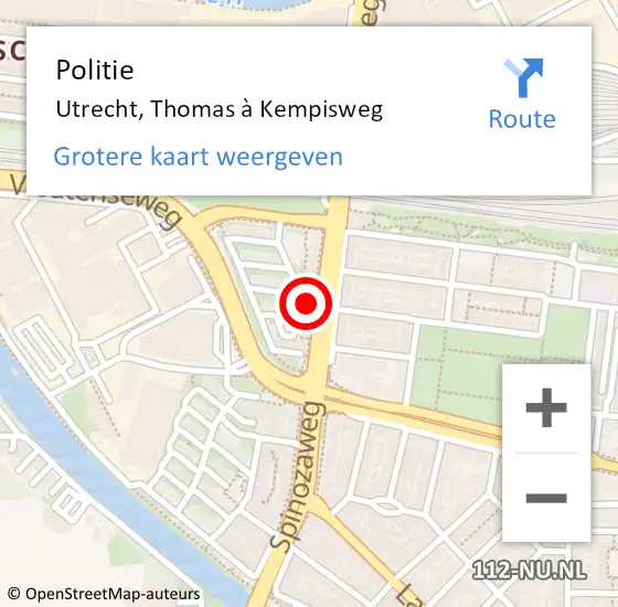 Locatie op kaart van de 112 melding: Politie Utrecht, Thomas à Kempisweg op 23 november 2022 16:30