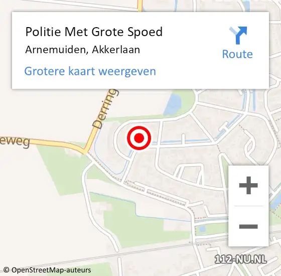 Locatie op kaart van de 112 melding: Politie Met Grote Spoed Naar Arnemuiden, Akkerlaan op 23 november 2022 16:32
