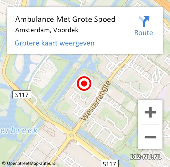 Locatie op kaart van de 112 melding: Ambulance Met Grote Spoed Naar Amsterdam, Voordek op 23 november 2022 18:52