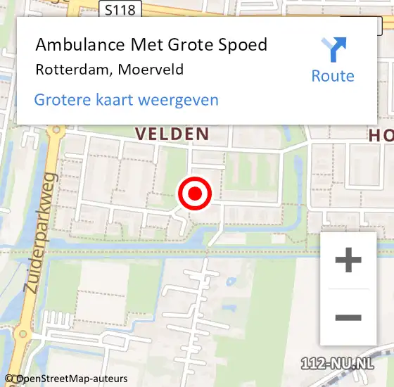 Locatie op kaart van de 112 melding: Ambulance Met Grote Spoed Naar Rotterdam, Moerveld op 23 november 2022 22:28