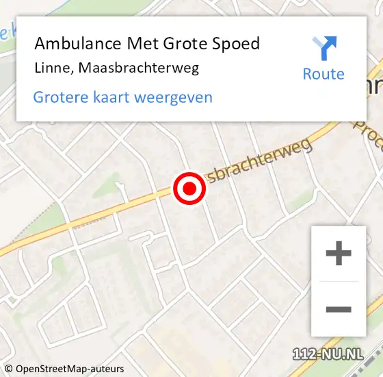 Locatie op kaart van de 112 melding: Ambulance Met Grote Spoed Naar Linne, Maasbrachterweg op 24 november 2022 08:17