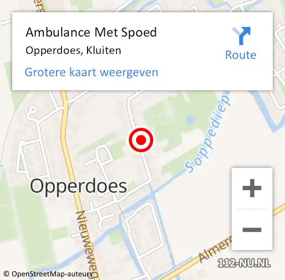 Locatie op kaart van de 112 melding: Ambulance Met Spoed Naar Opperdoes, Kluiten op 24 november 2022 09:44