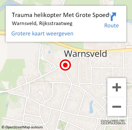 Locatie op kaart van de 112 melding: Trauma helikopter Met Grote Spoed Naar Warnsveld, Rijksstraatweg op 24 november 2022 10:02
