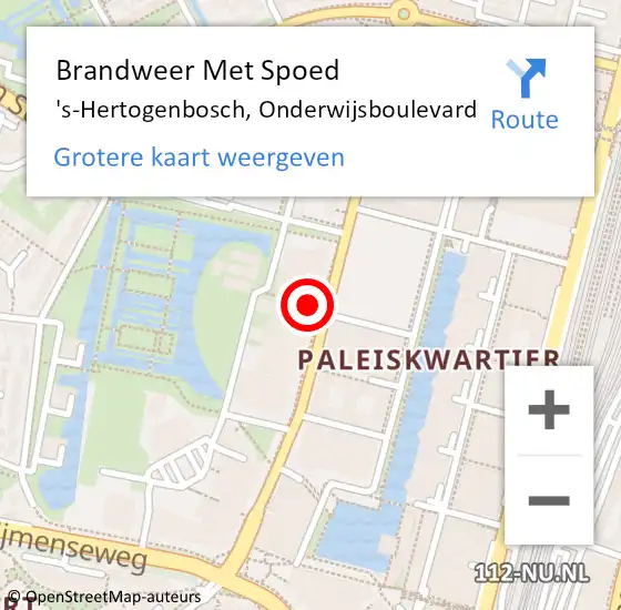 Locatie op kaart van de 112 melding: Brandweer Met Spoed Naar 's-Hertogenbosch, Onderwijsboulevard op 24 november 2022 10:15