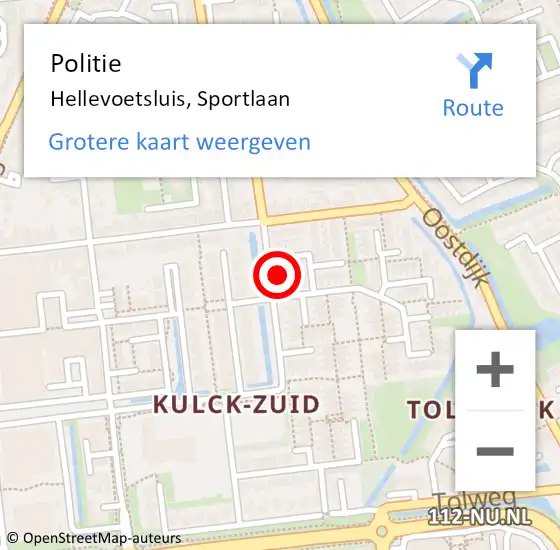 Locatie op kaart van de 112 melding: Politie Hellevoetsluis, Sportlaan op 24 november 2022 12:10