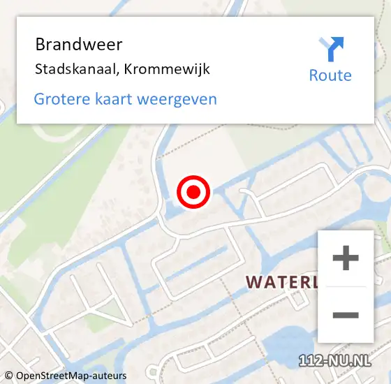Locatie op kaart van de 112 melding: Brandweer Stadskanaal, Krommewijk op 24 november 2022 13:36
