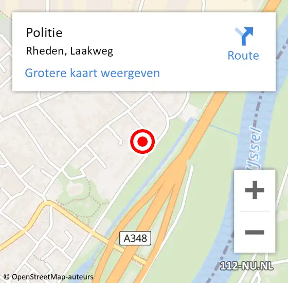 Locatie op kaart van de 112 melding: Politie Rheden, Laakweg op 24 november 2022 14:09