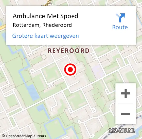 Locatie op kaart van de 112 melding: Ambulance Met Spoed Naar Rotterdam, Rhederoord op 24 november 2022 15:49