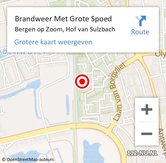 Locatie op kaart van de 112 melding: Brandweer Met Grote Spoed Naar Bergen op Zoom, Hof van Sulzbach op 24 november 2022 16:12