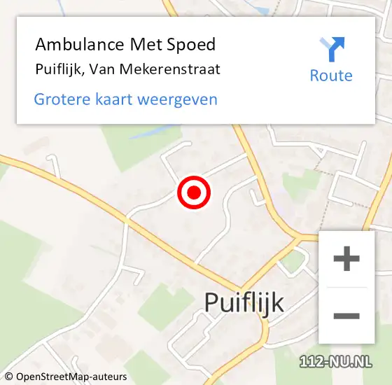 Locatie op kaart van de 112 melding: Ambulance Met Spoed Naar Puiflijk, Van Mekerenstraat op 24 november 2022 16:25