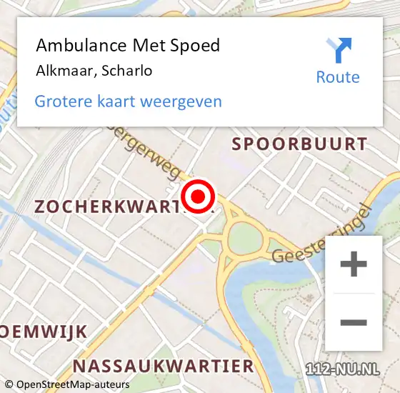 Locatie op kaart van de 112 melding: Ambulance Met Spoed Naar Alkmaar, Scharlo op 24 november 2022 18:58