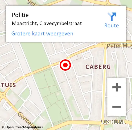 Locatie op kaart van de 112 melding: Politie Maastricht, Clavecymbelstraat op 24 november 2022 21:15