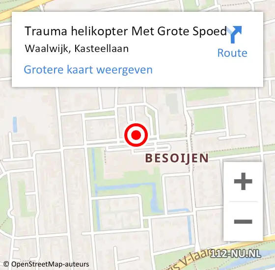 Locatie op kaart van de 112 melding: Trauma helikopter Met Grote Spoed Naar Waalwijk, Kasteellaan op 24 november 2022 22:14