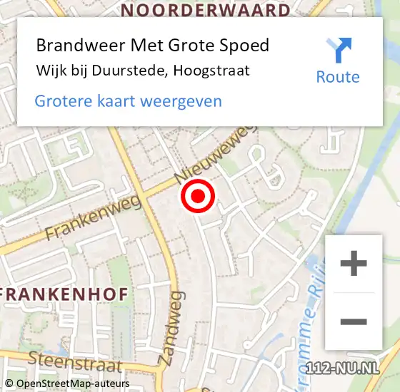Locatie op kaart van de 112 melding: Brandweer Met Grote Spoed Naar Wijk bij Duurstede, Hoogstraat op 25 november 2022 00:30