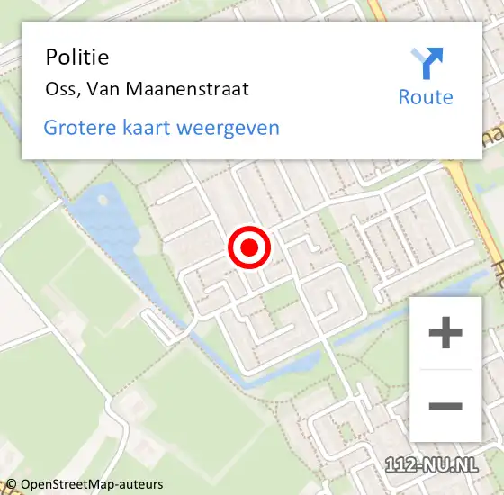 Locatie op kaart van de 112 melding: Politie Oss, Van Maanenstraat op 25 november 2022 06:47