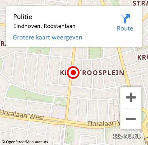 Locatie op kaart van de 112 melding: Politie Eindhoven, Roostenlaan op 25 november 2022 07:52