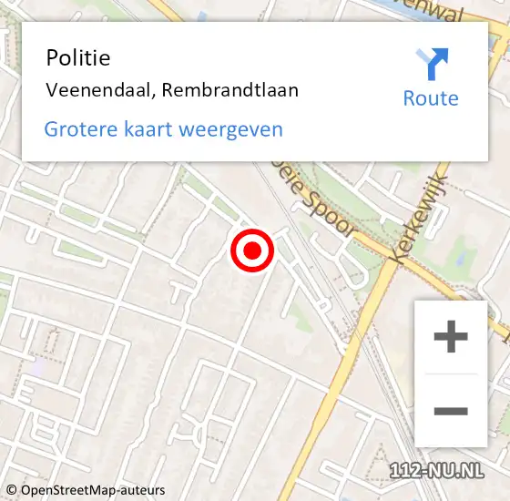 Locatie op kaart van de 112 melding: Politie Veenendaal, Rembrandtlaan op 25 november 2022 08:06